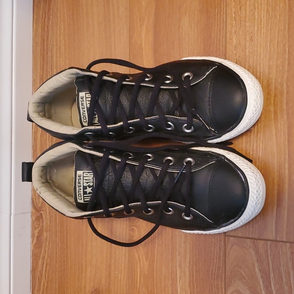 Black Leather Converse Size 5 - Picture 2 of 6